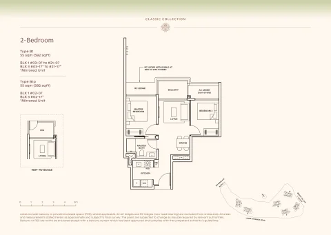Floor plan of the 2-Bedroom home, type B1, at Thomson Reserve