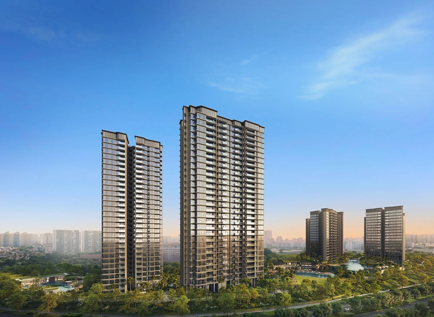 Artist's impression of the towers seen from outside the site